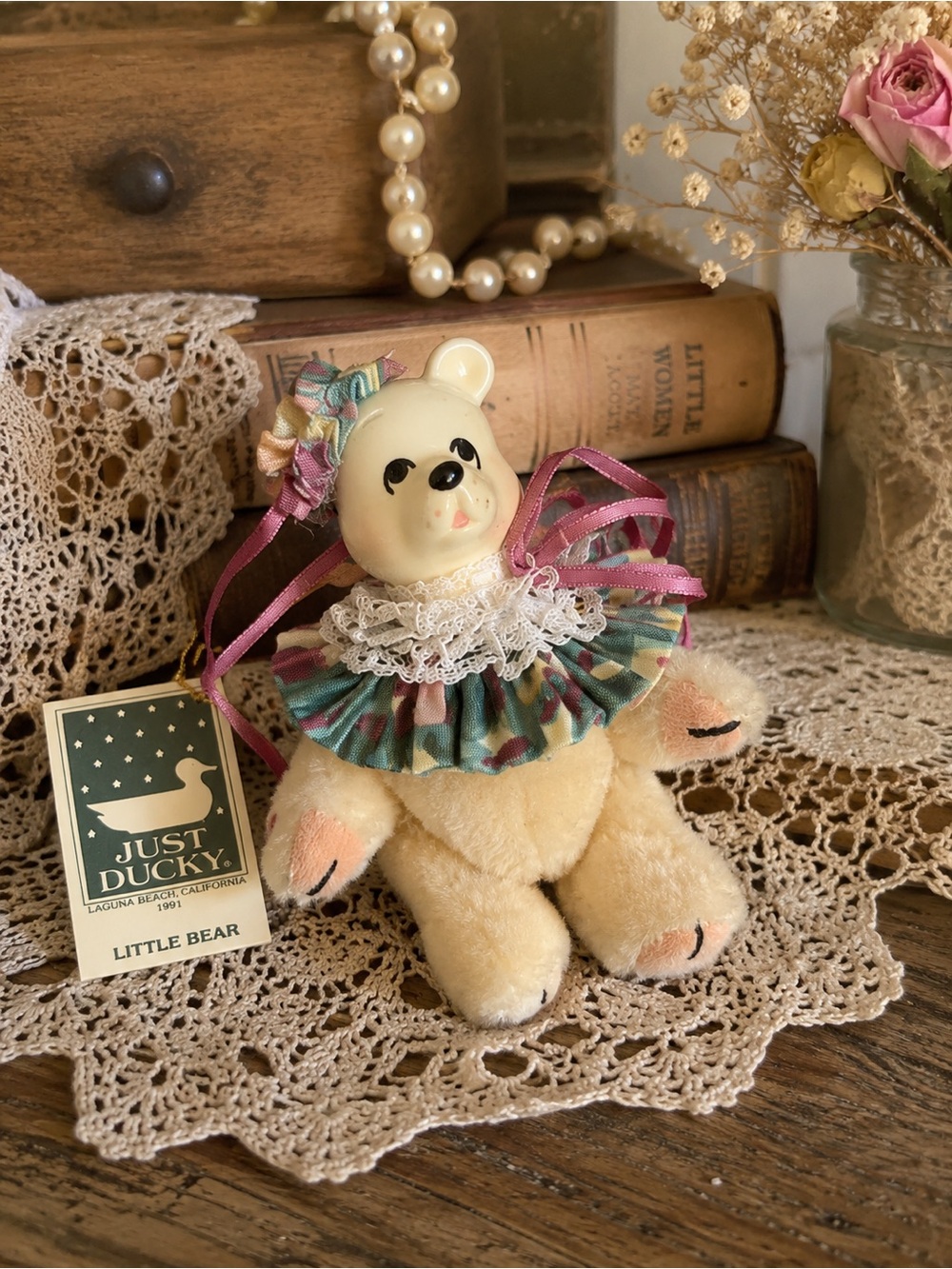 Vintage Just Ducky “Little Bear” Plush Toy Laguna Beach California 1991 5” bear